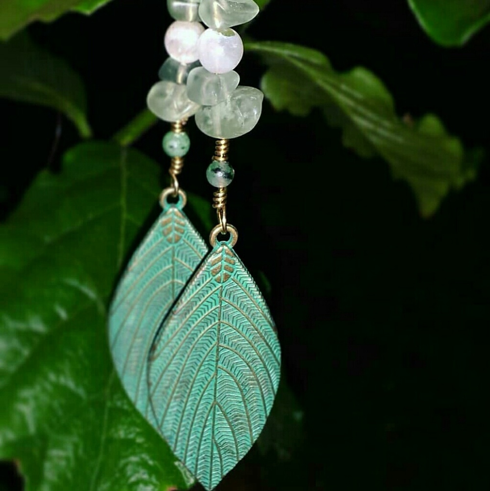 SOLD• Patina Crystal Earrings